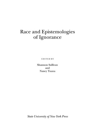 Race and epistemologies of ignorance