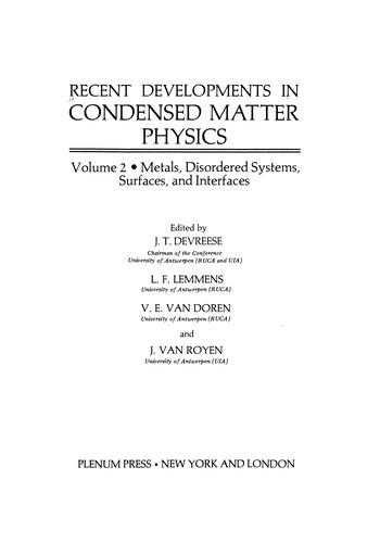 Recent Developments in Condensed Matter Physics