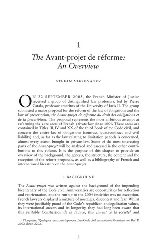 Reforming the French law of obligations
