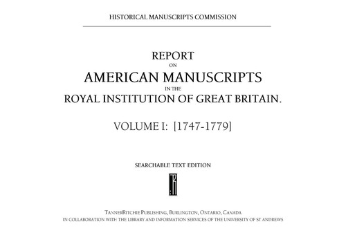 Report on American manuscripts in the Royal Institution of Great Britain