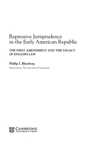 Repressive Jurisprudence in the Early American Republic