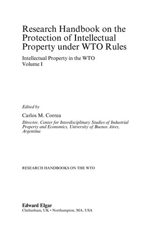 Research handbook on the protection of intellectual property under WTO rules