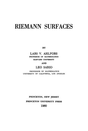 Riemann surfaces