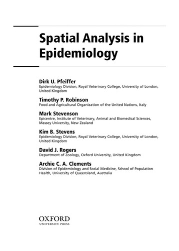 Spatial Analysis in Epidemiology
