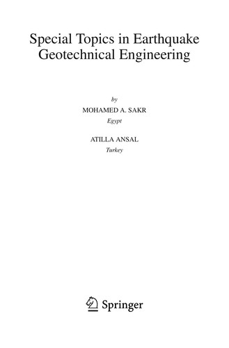 Special Topics in Earthquake Geotechnical Engineering