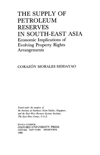 The Supply of Petroleum Reserves in South-East Asia