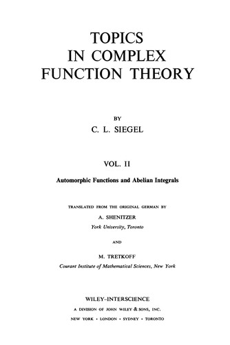 Topics in complex function theory