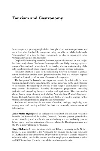 Tourism and Gastronomy