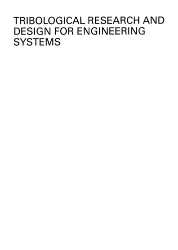Tribological Research and Design for Engineering Systems