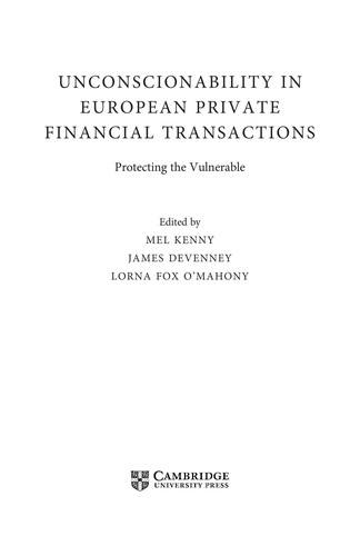 Unconscionability in European Private Financial Transactions