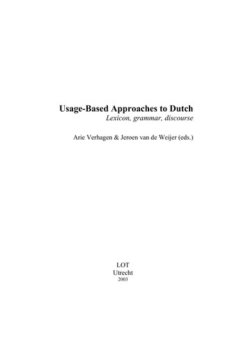 Usage-based approaches to Dutch
