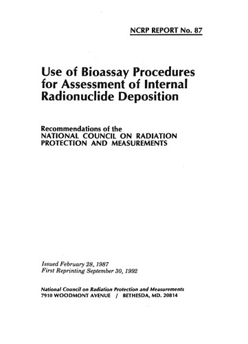 Use of Bioassay Procedures for Assessment of Internal Radionuclide Deposition