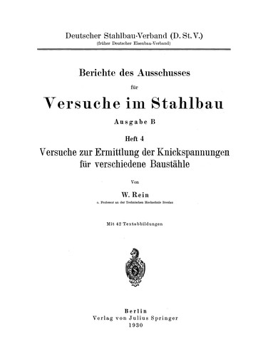 Versuche zur Ermittlung der Knickspannungen für verschiedene Baustähle