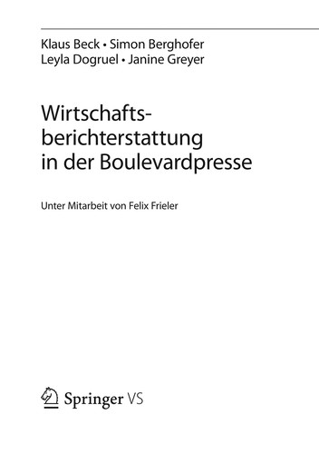 Wirtschaftsberichterstattung in der Boulevardpresse
