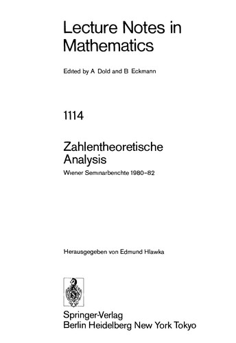 Zahlentheoretische Analysis