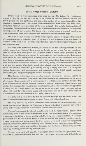 British General Election Manifestos, 1900-1974