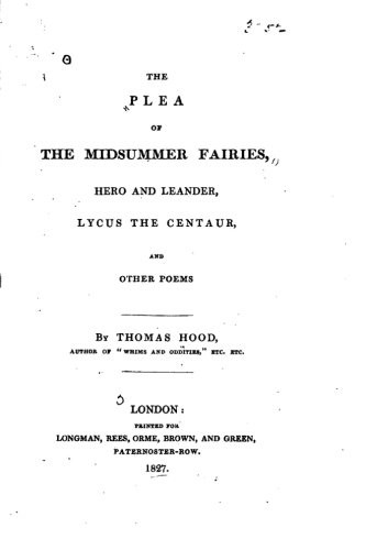 The Plea of the Midsummer Fairies, Hero and Leander, Lycus the Centaur