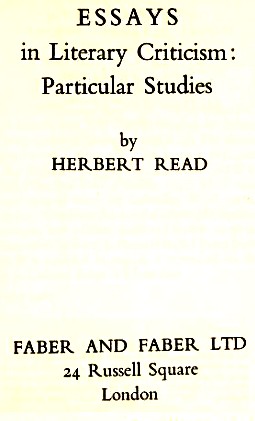 Essays in literary criticism: particular studies
