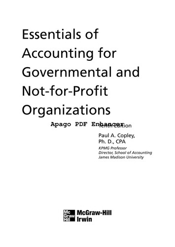 Essentials of accounting for governmental and not-for-profit organizations