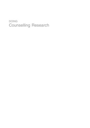 DOING COUSELLING RESEARCH