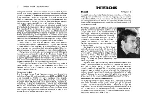 Oral testimonies from Shimshal, the Karakoam, Pakistan
