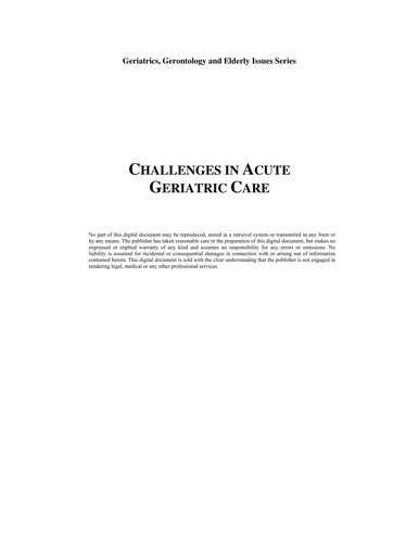 Challenges in Acute Geriatric Care