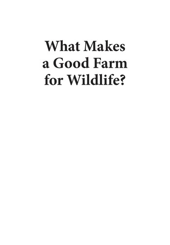 What Makes a Good Farm for Wildlife?
