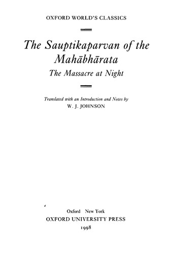 The Sauptikaparvan of the Mahabharata