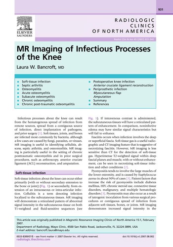MR Imaging of the Knee