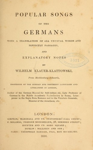 Popular Songs of the Germans