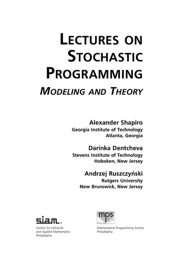 Lectures on Stochastic Programming