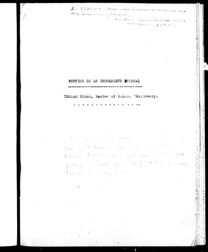 Portion of an incomplete journal
