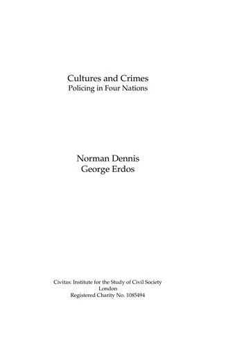 Cultures and Crimes: Policing in Four Nations