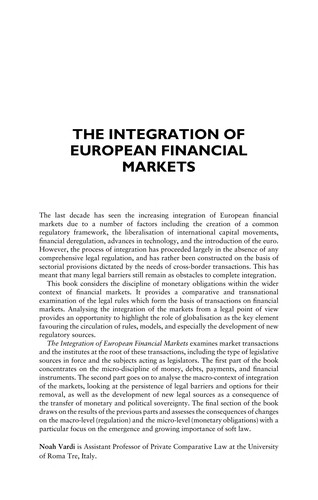 The Integration of European Financial Markets