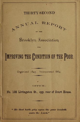 Annual Report of the Brooklyn Association for Improving the Condition of the Poor, for the Year Ending October 1st