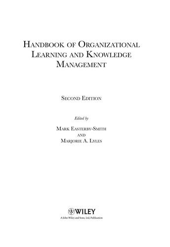 Handbook of Organizational Learning and Knowledge Management