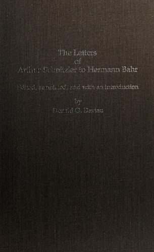 The Letters of Arthur Schnitzler to Hermann Bahr
