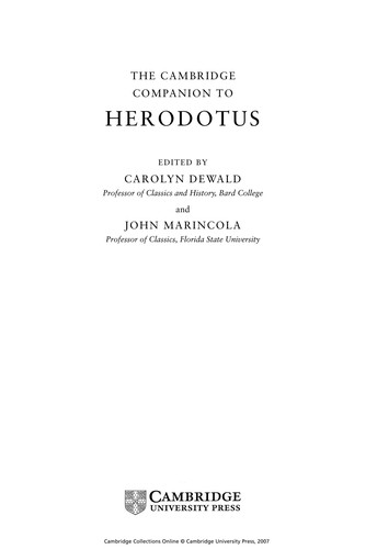 The Cambridge companion to Herodotus