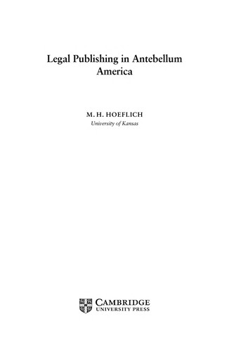 Legal Publishing in Antebellum America