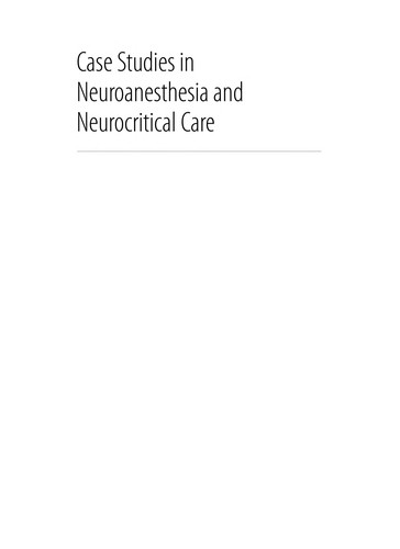 Case Studies in Neuroanesthesia and Neurocritical Care