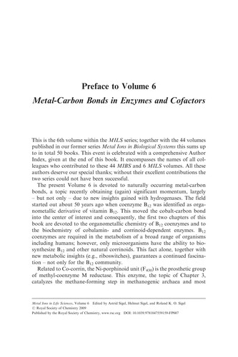 Metal-carbon bonds in enzymes and cofactors