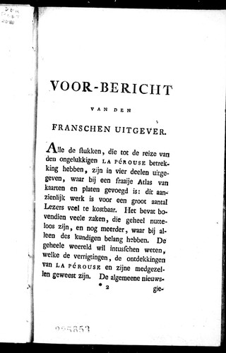 Reize van La Pérouse in de jaaren 1785, 1786, 1787 en 1788