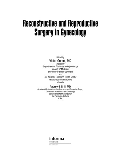 Reconstructive and Reproductive Surgery in Gynecology