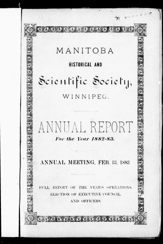 Manitoba Historical and Scientific Society, Winnipeg