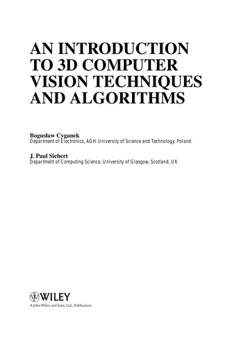 An Introduction to 3D Computer Vision Techniques and Algorithms