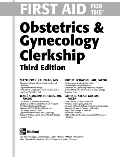 First Aid for the Obstetrics & Gynecology Clerkship