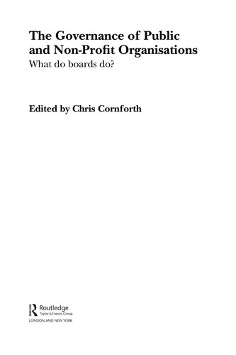 The Governance of Public and Non-Profit Organisations