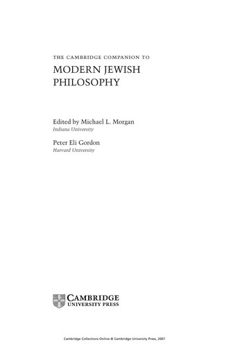 The Cambridge Companion to Modern Jewish Philosophy