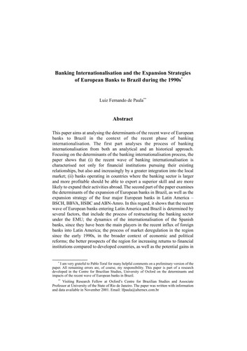 Banking Internationalisation and the Expansion Strategies of European Banks to Brazil During the 1990s
