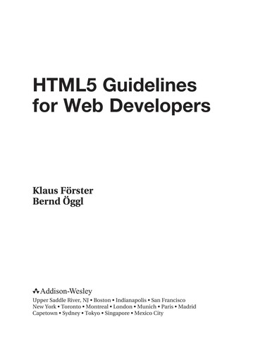 HTML5 guidelines for Web developers